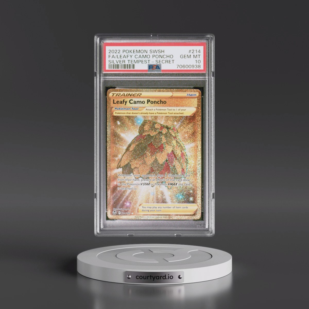 2022 Pokémon Sword & Shield Silver Tempest #214 Leafy Camo Poncho - Full Art Secret (PSA 10 GEM MINT)