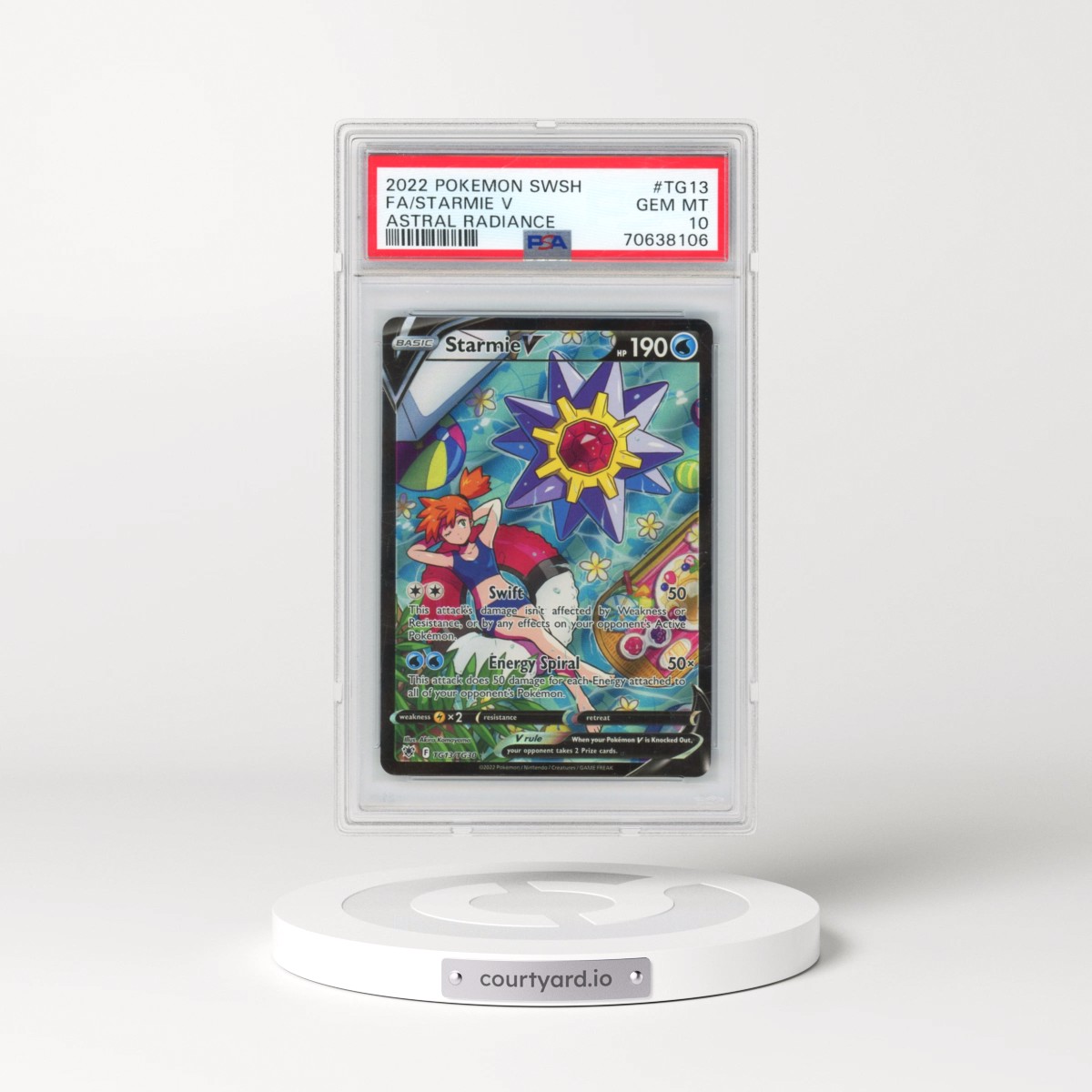 2022 Pokémon Sword & Shield Astral Radiance #TG13 Starmie V - Holo Full Art (PSA 10 GEM MINT)