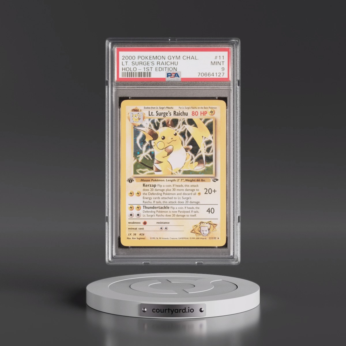 2000 Pokémon Gym Challenge #11 LT. Surge's Raichu - 1st Edition Holo (PSA 9 MINT)