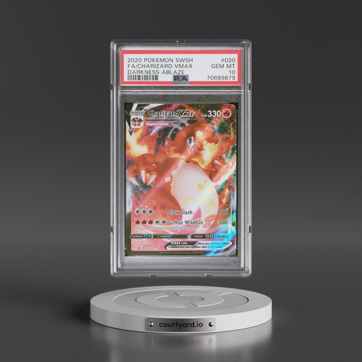 2020 Pokémon Sword & Shield Darkness Ablaze #020 Charizard Vmax - Full Art (PSA 10 GEM MINT)