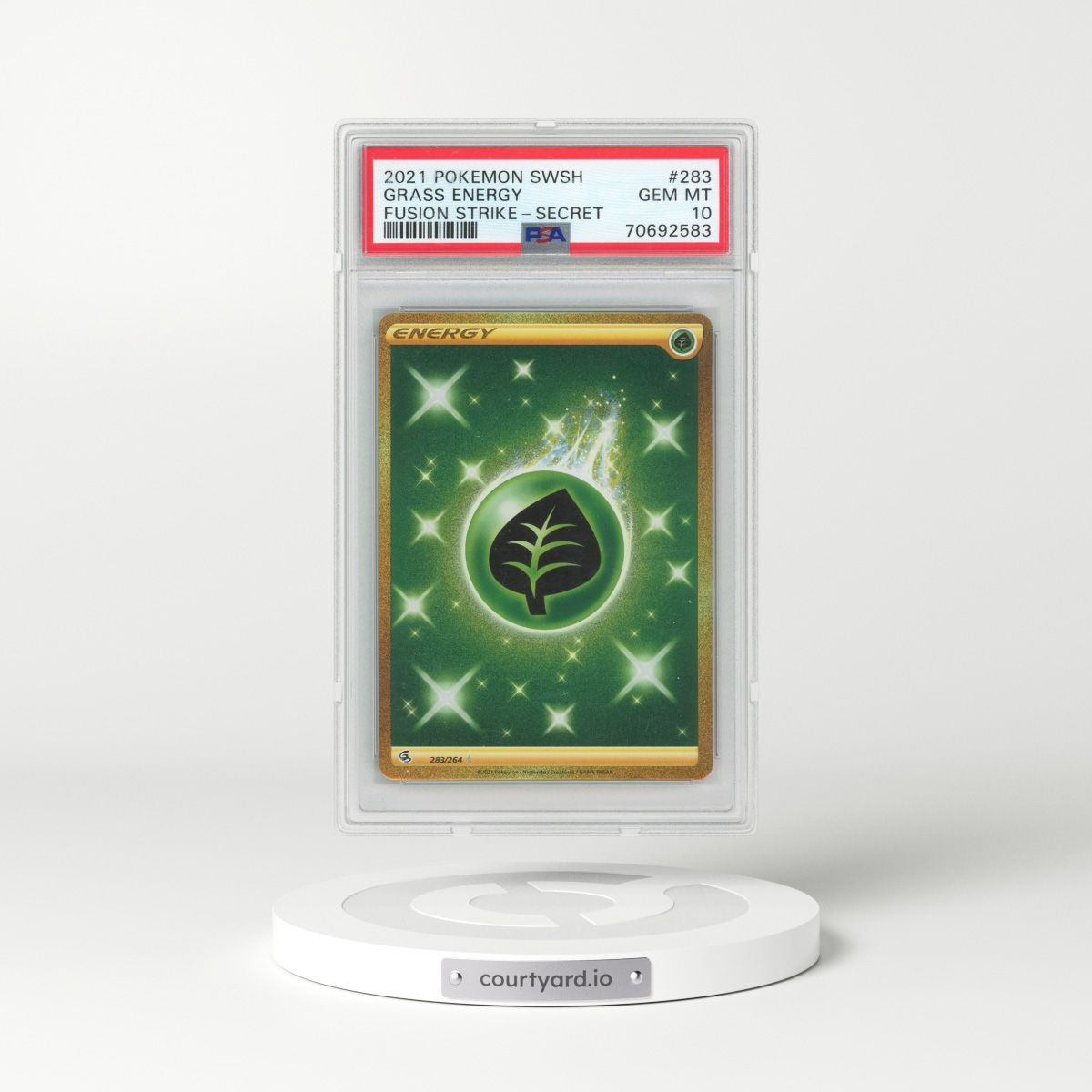 2021 Pokémon Sword & Shield Fusion Strike #283 Grass Energy - Secret (PSA 10 GEM MINT)