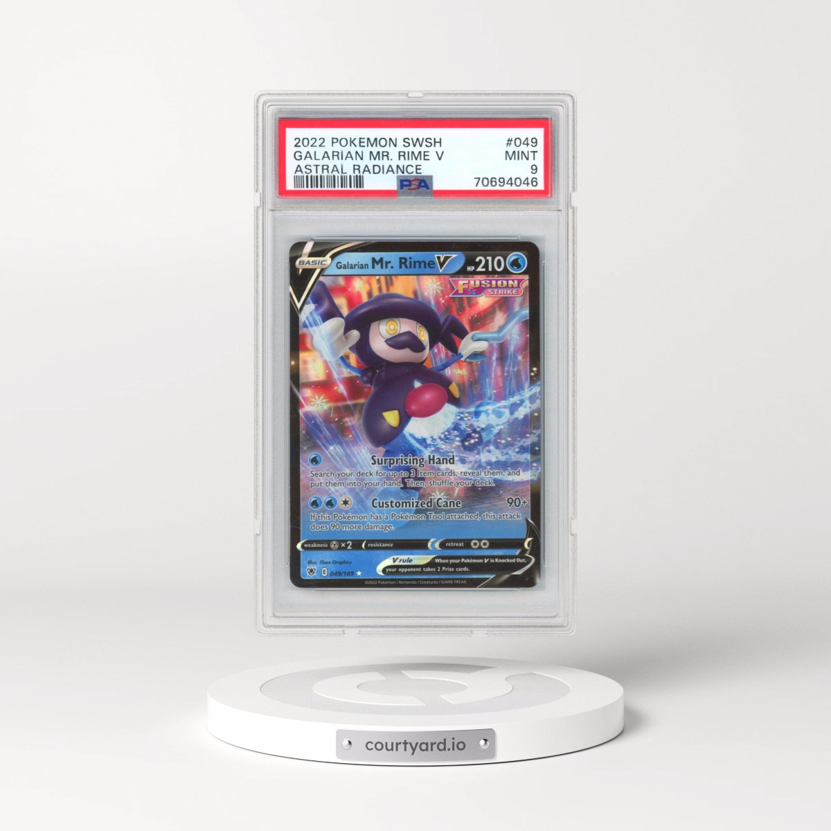 2022 Pokémon Sword & Shield Astral Radiance #049 Galarian Mr. Rime V - Holo (PSA 9 MINT)