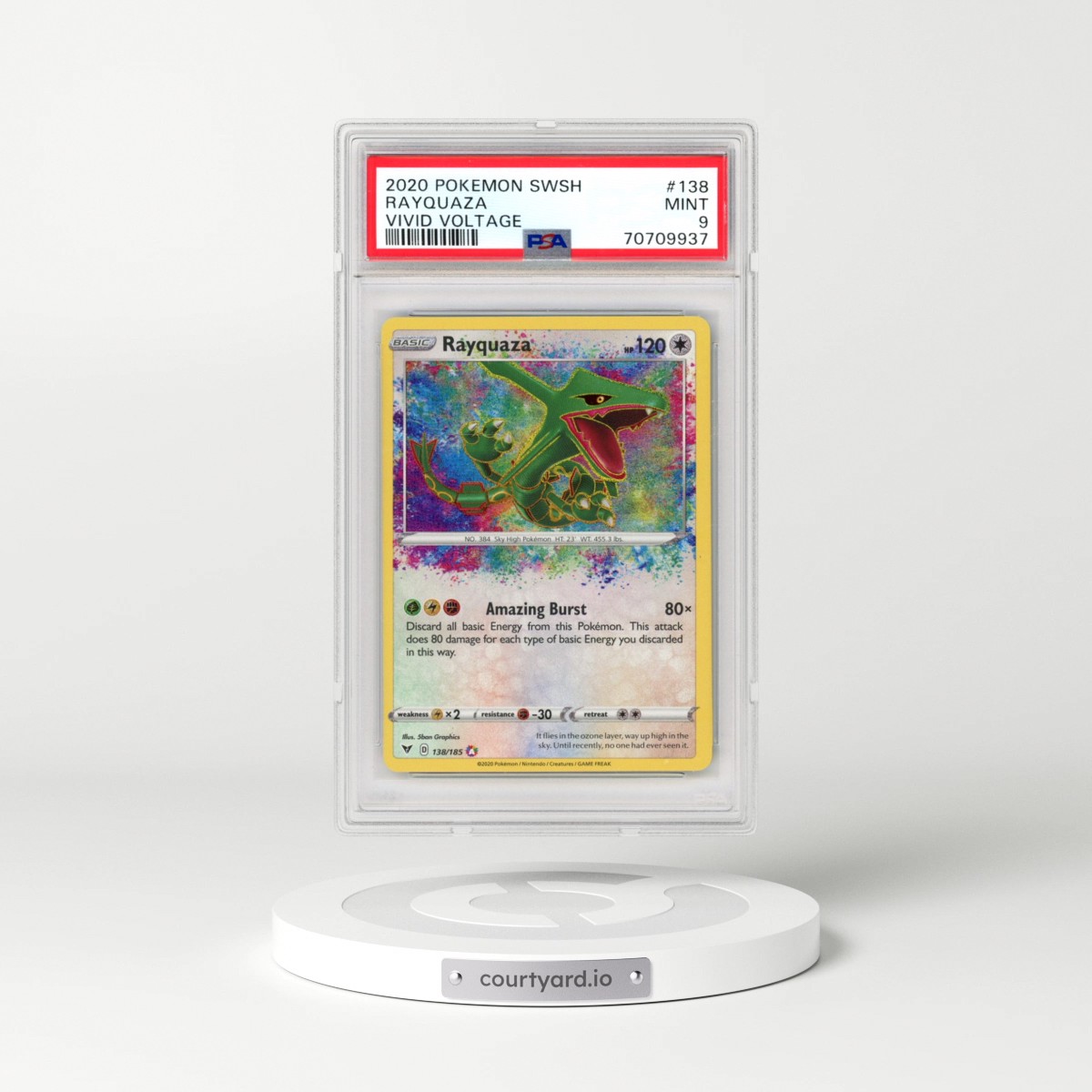 2020 Pokémon Sword & Shield Vivid Voltage #138 Rayquaza (PSA 9 MINT)