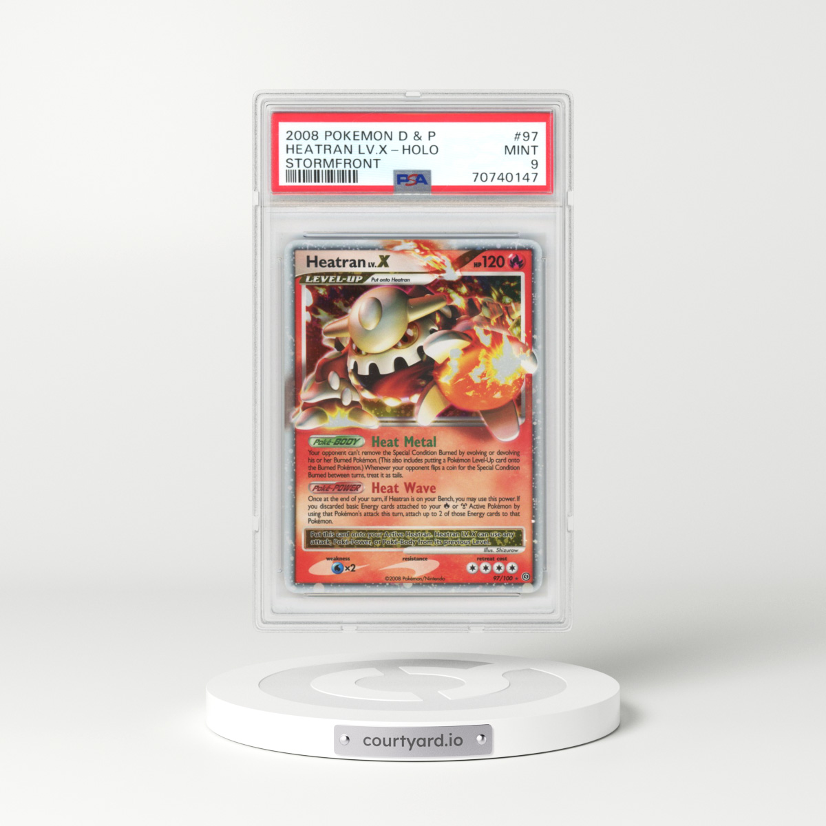 2008 Pokémon Diamond & Pearl Stormfront #97 Heatran LV.X - Holo (PSA 9 MINT)