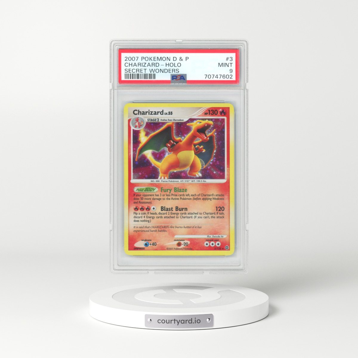 2007 Pokémon Diamond & Pearl Secret Wonders #3 Charizard - Holo (PSA 9 MINT)