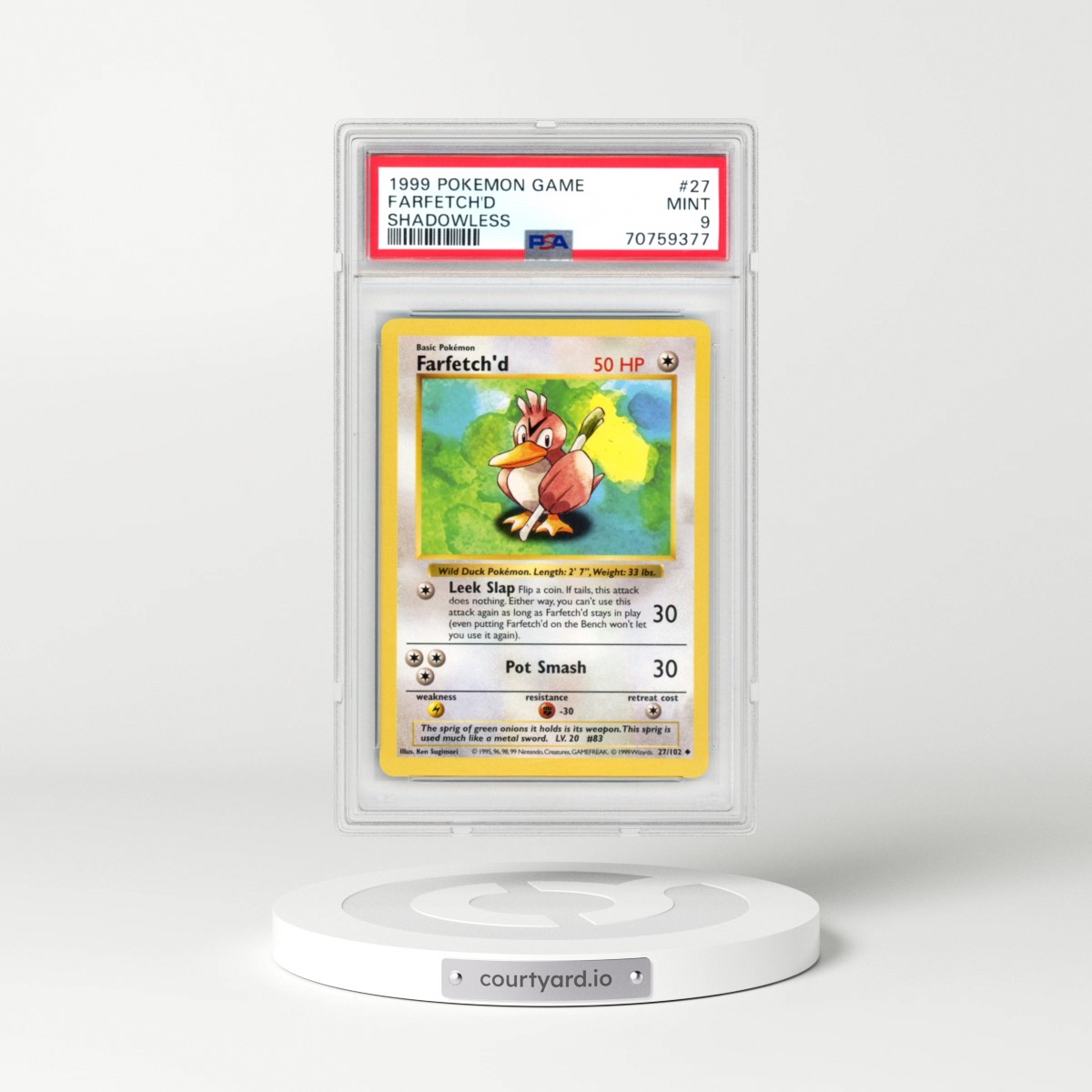 1999 Pokémon Game #27 Farfetch'd - Shadowless (PSA 9 MINT)