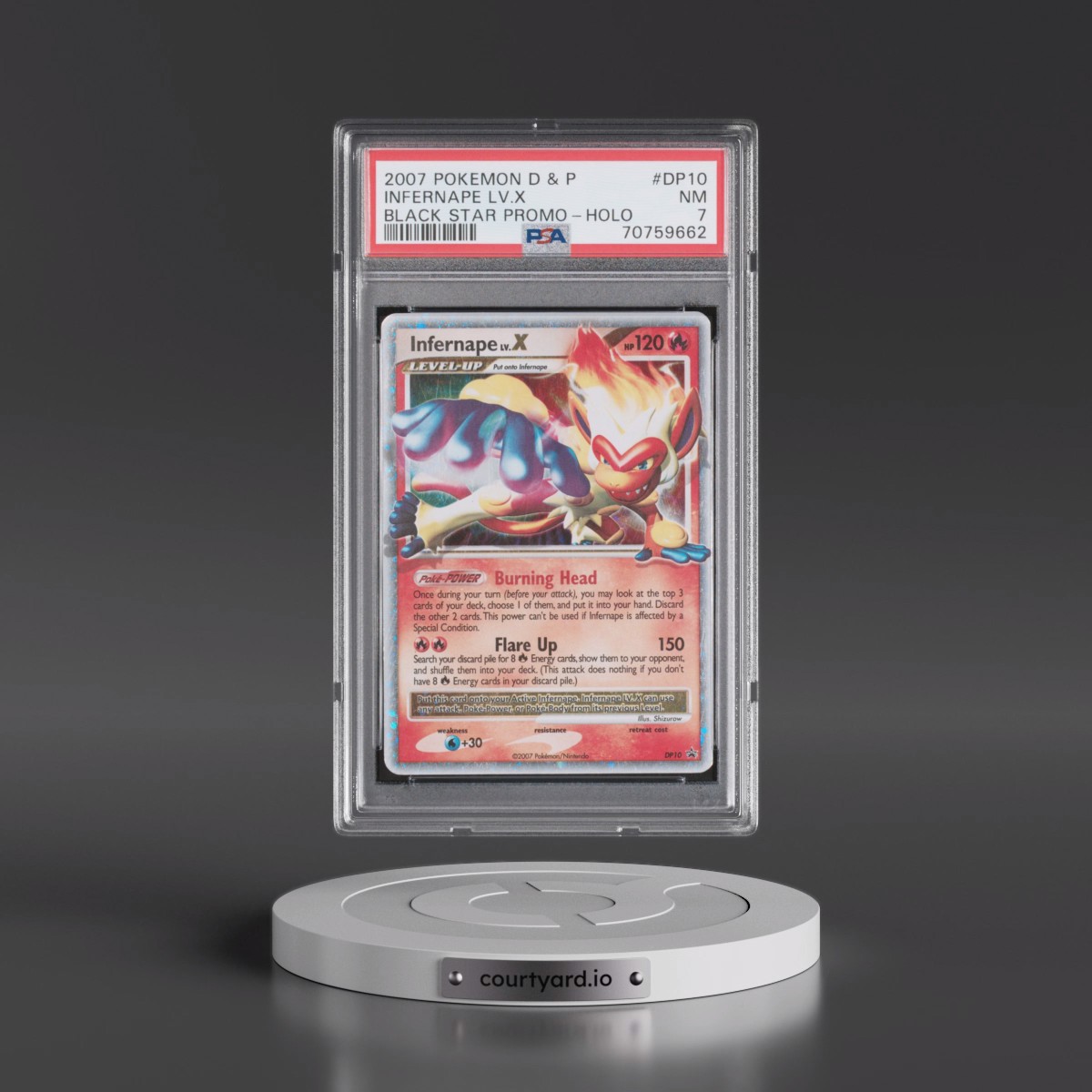 2007 Pokémon Diamond & Pearl Black Star Promo #DP10 Infernape LV.X - Holo (PSA 7 NM)