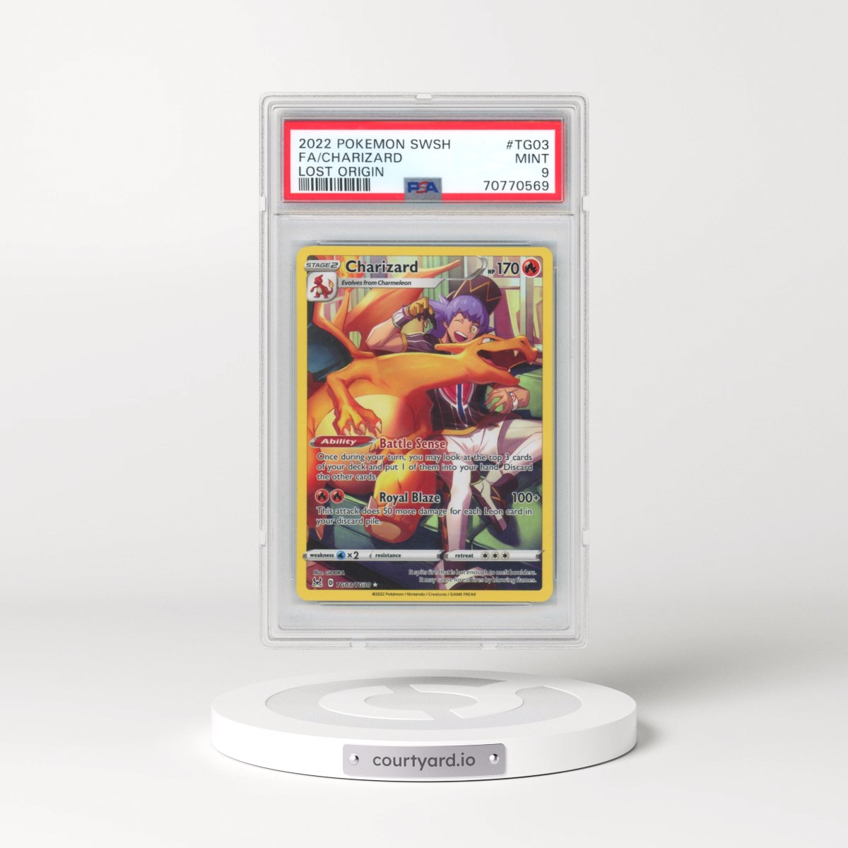 2022 Pokémon Sword & Shield Lost Origin #TG03 Charizard - Full Art (PSA 9 MINT)