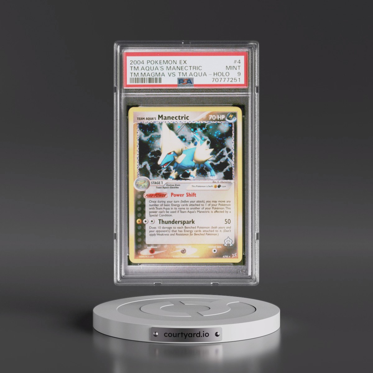 2004 Pokémon EX Team Magma VS Team Aqua #4 Team Aqua's Manectric - Holo (PSA 9 MINT)