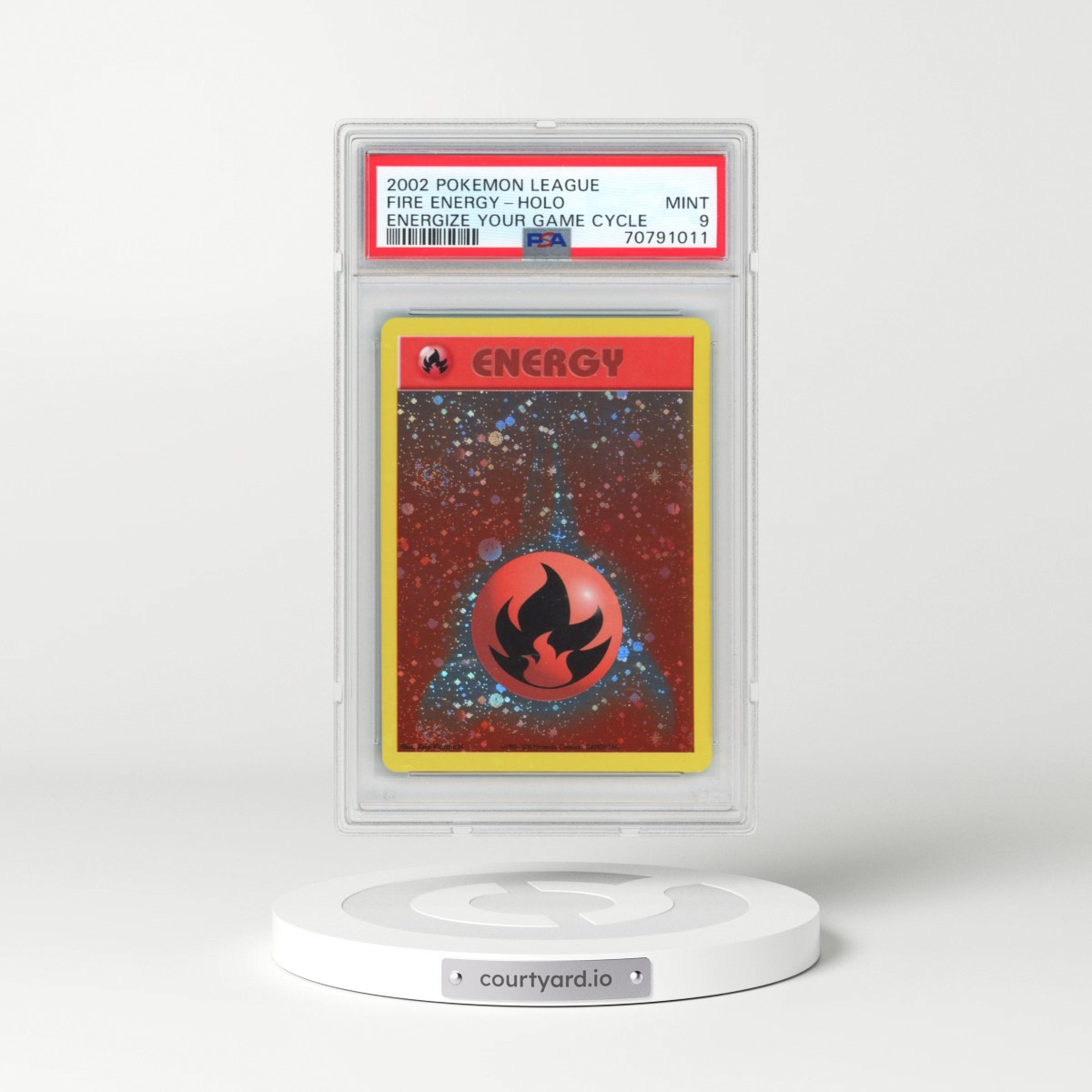 2002 Pokémon League Energize Your Game Cycle Fire Energy - Holo (PSA 9 MINT)