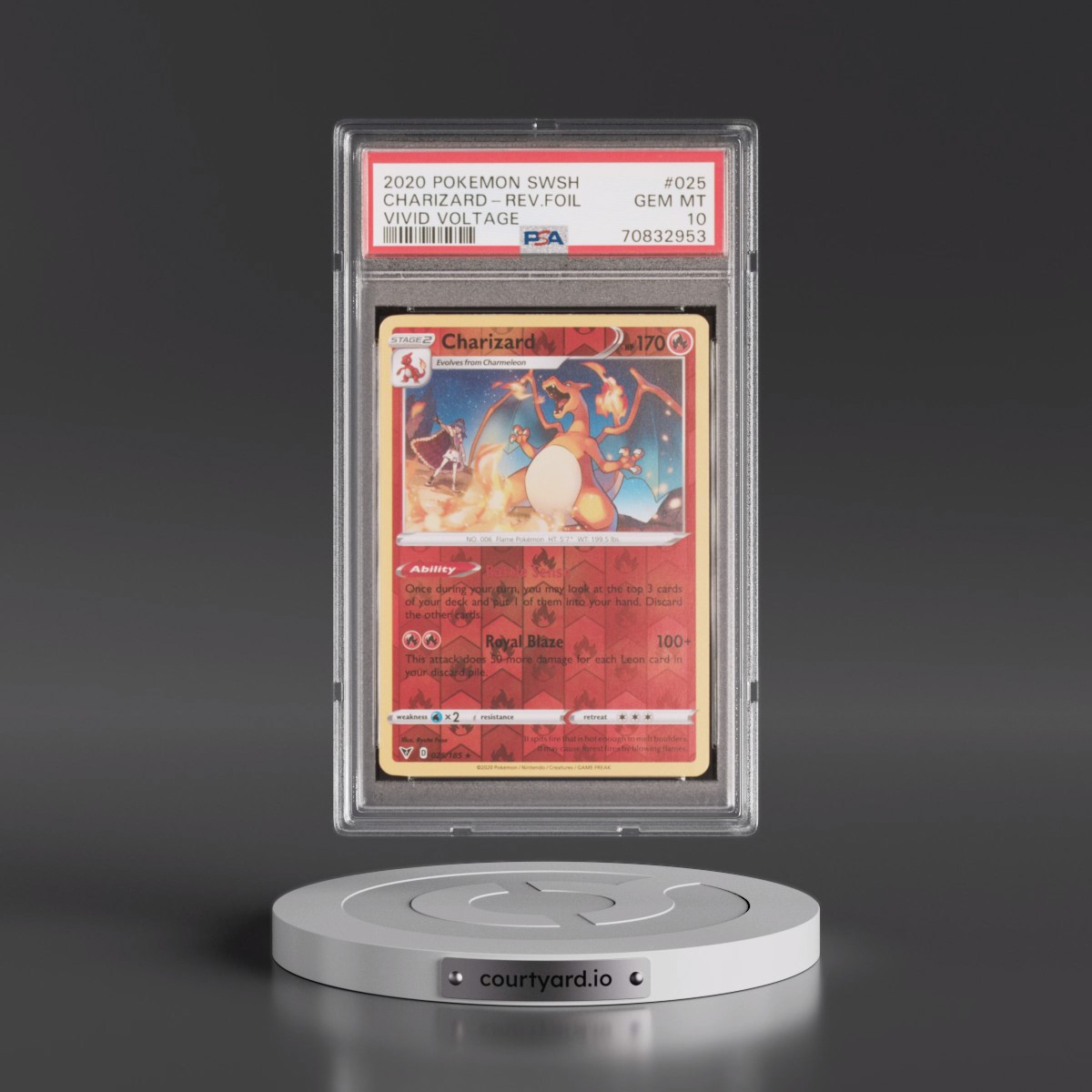 2020 Pokémon Sword & Shield Vivid Voltage #025 Charizard - Reverse Foil (PSA 10 GEM MINT)