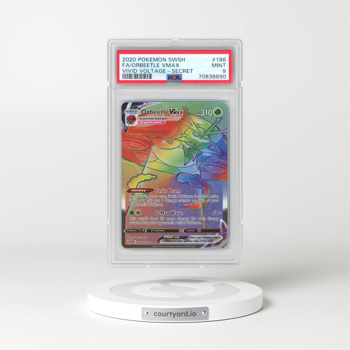 2020 Pokémon Sword & Shield Vivid Voltage #186 Orbeetle Vmax - Full Art Secret (PSA 9 MINT)