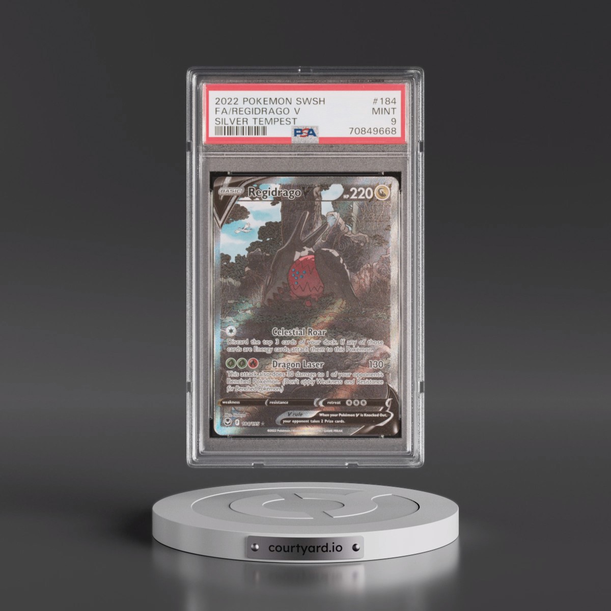 2022 Pokémon Sword & Shield Silver Tempest #184 Regidrago V - Holo Full Art (PSA 9 MINT)