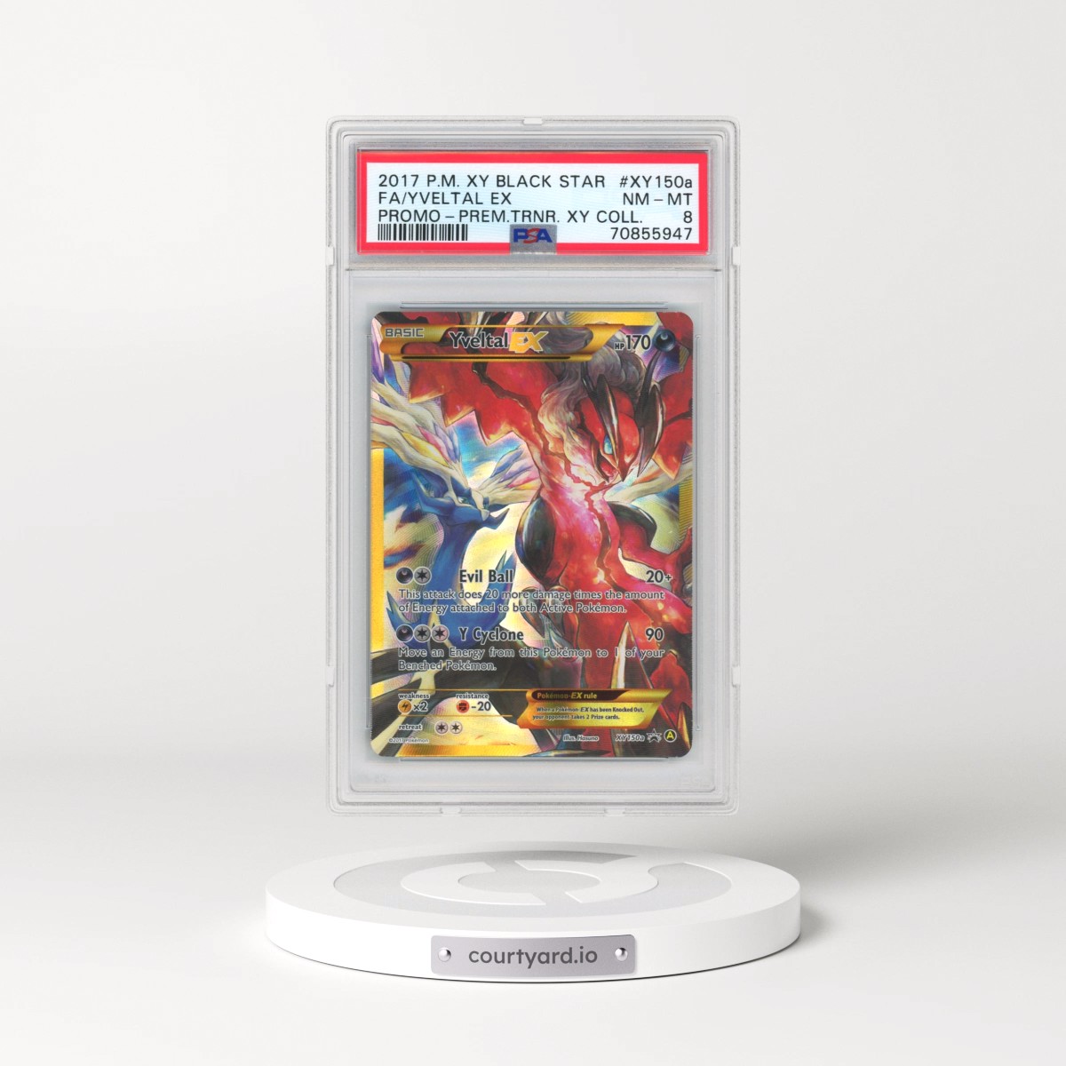 2017 Pokémon XY Black Star Promo #XY150a Yveltal EX - Holo Full Art Premium Trainer XY Collection (PSA 8 NM-MT)
