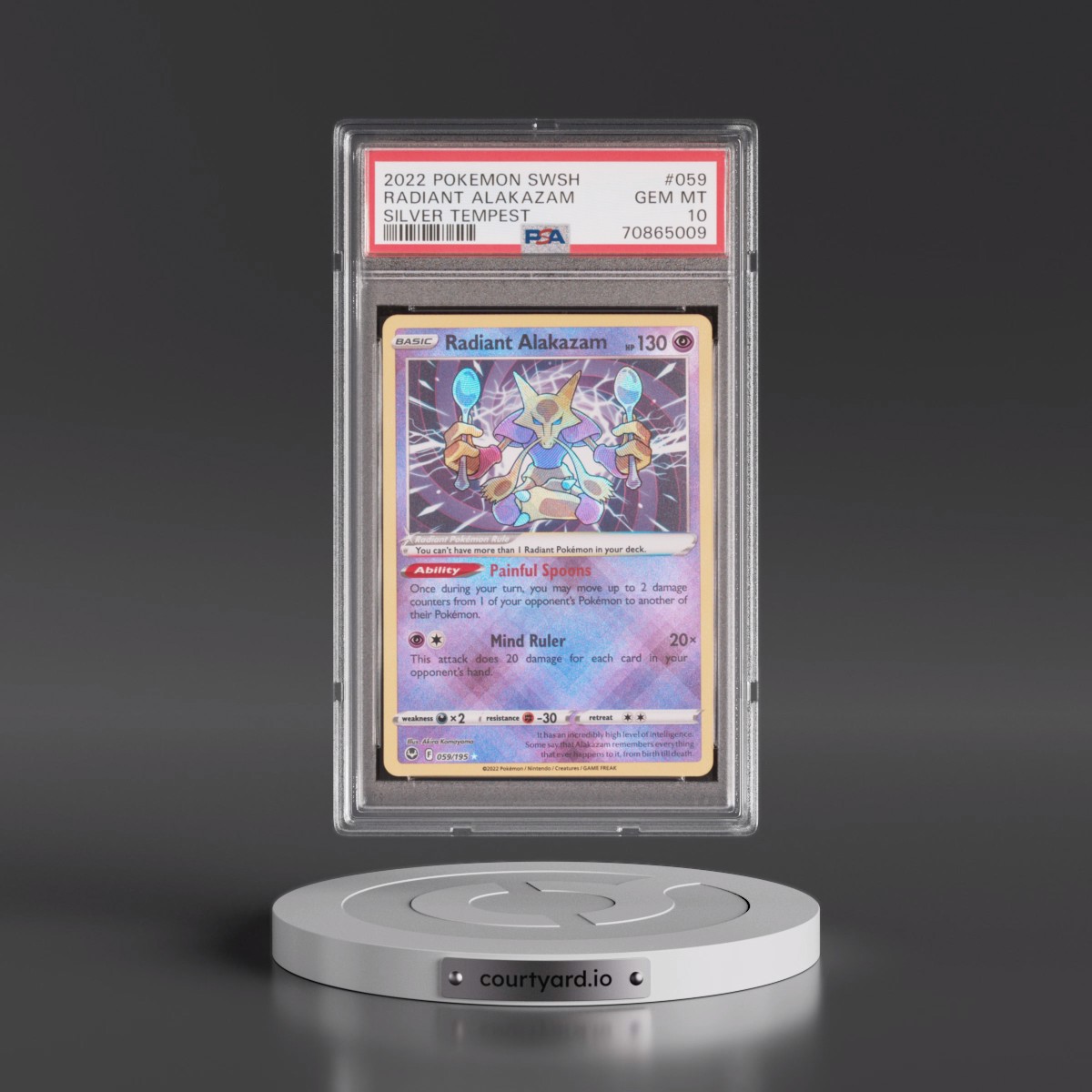 2022 Pokémon Sword & Shield Silver Tempest Radiant Alakazam - Holo #059 PSA 10