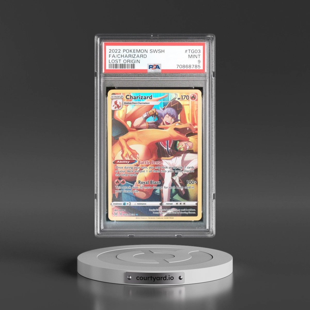2022 Pokémon Sword & Shield Lost Origin #TG03 Charizard - Full Art (PSA 9 MINT)