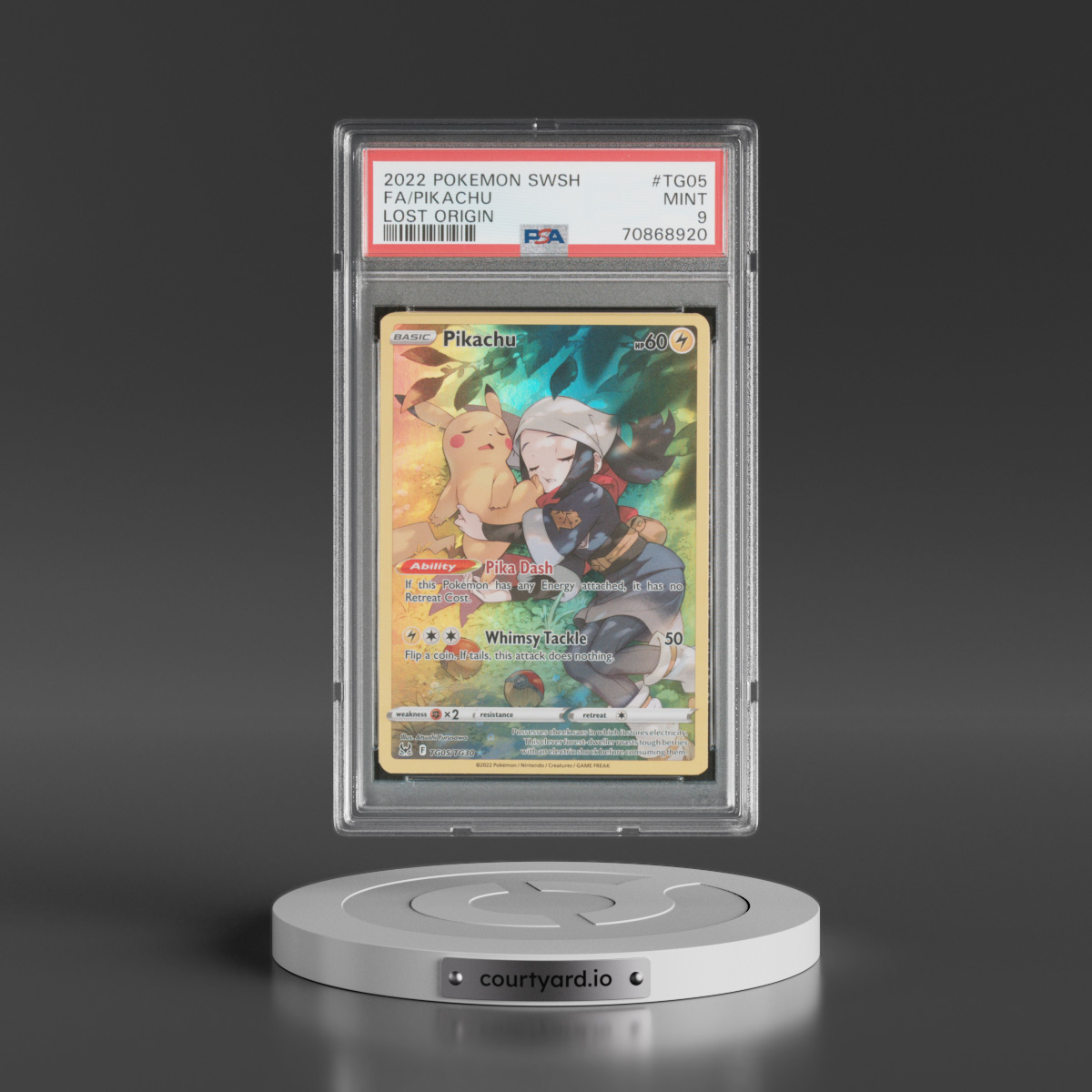 2022 Pokémon Sword & Shield Lost Origin #TG05 Pikachu - Full Art (PSA 9 MINT)
