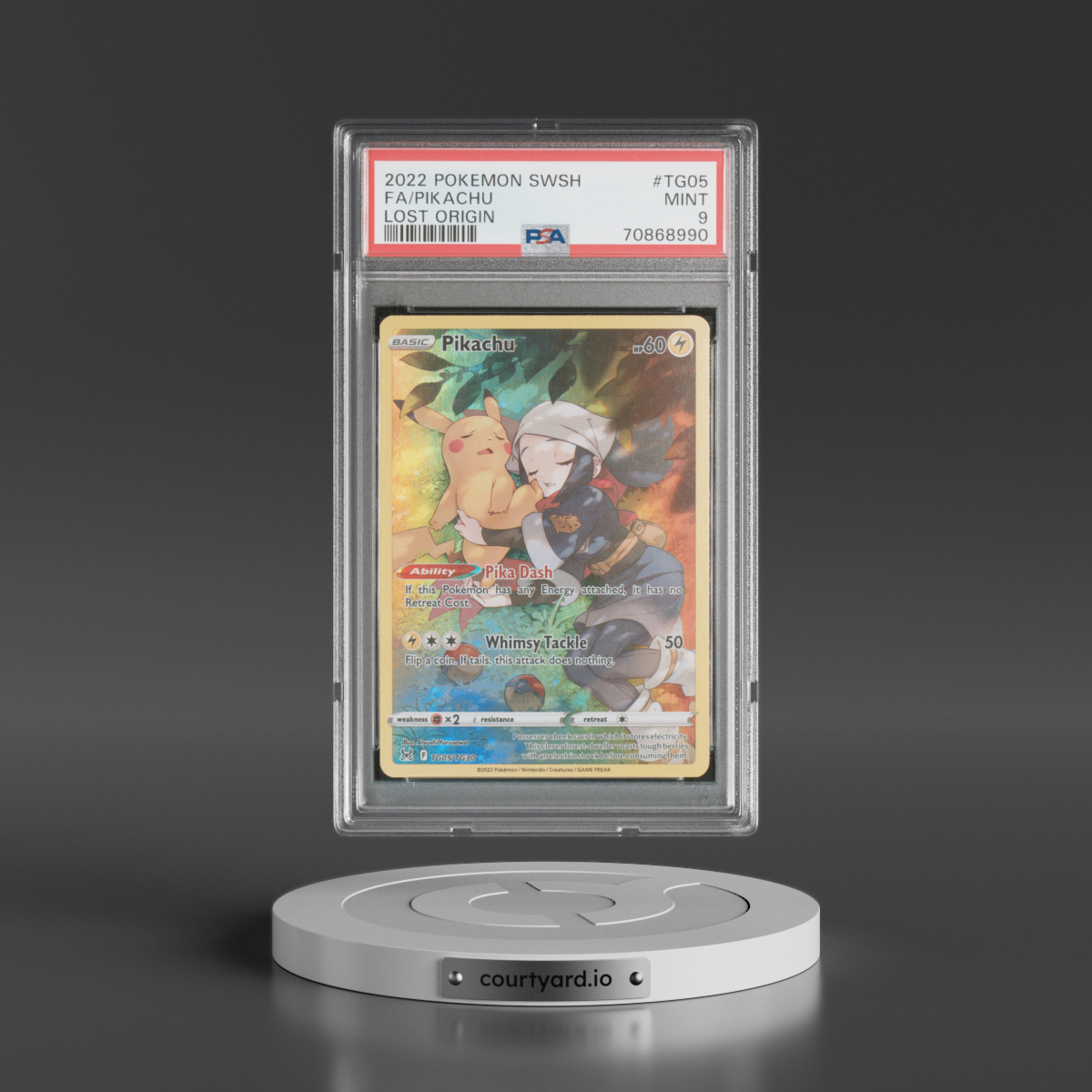 2022 Pokémon Sword & Shield Lost Origin #TG05 Pikachu - Full Art (PSA 9 MINT)