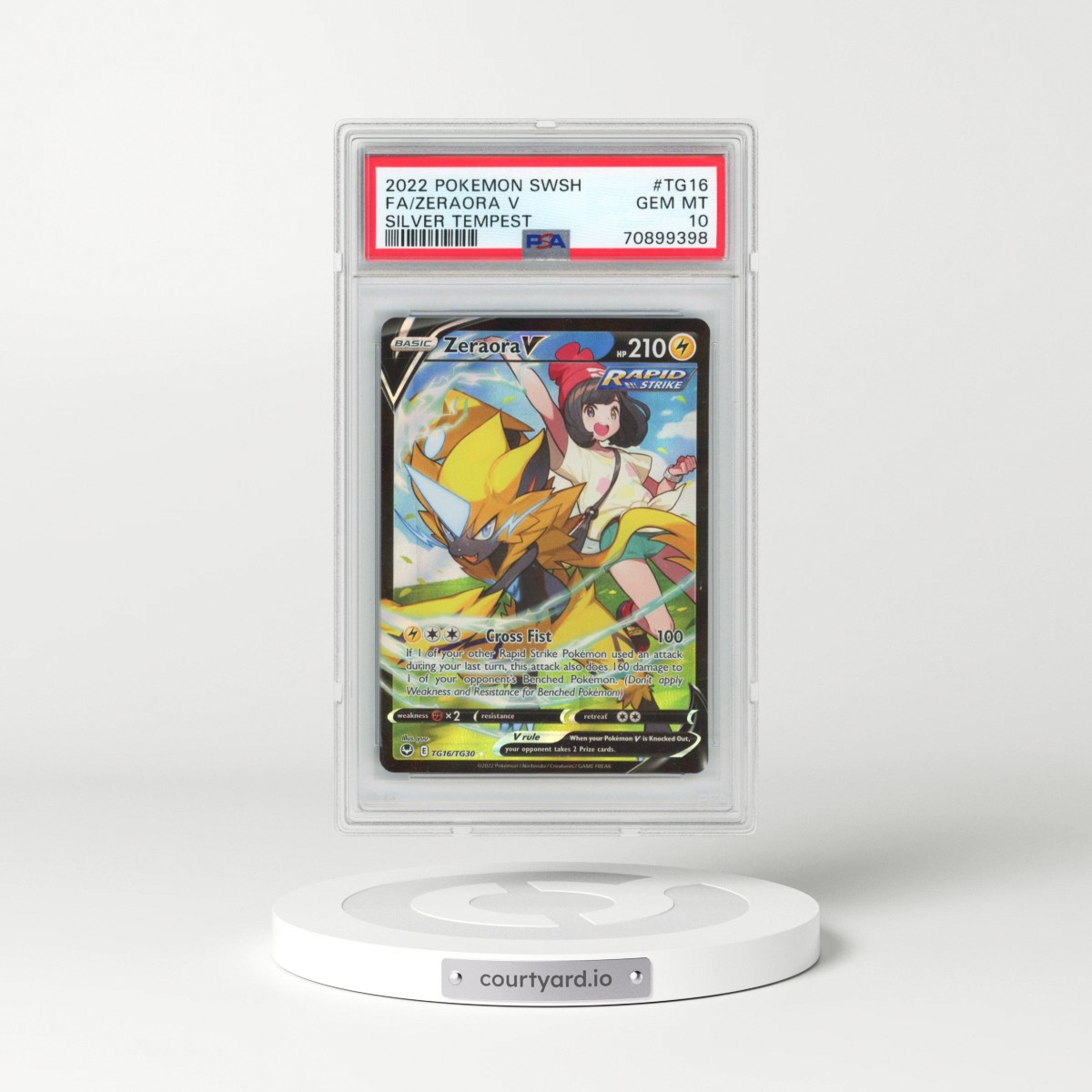 2022 Pokémon Sword & Shield Silver Tempest #TG16 Zeraora V - Holo Full Art (PSA 10 GEM MINT)