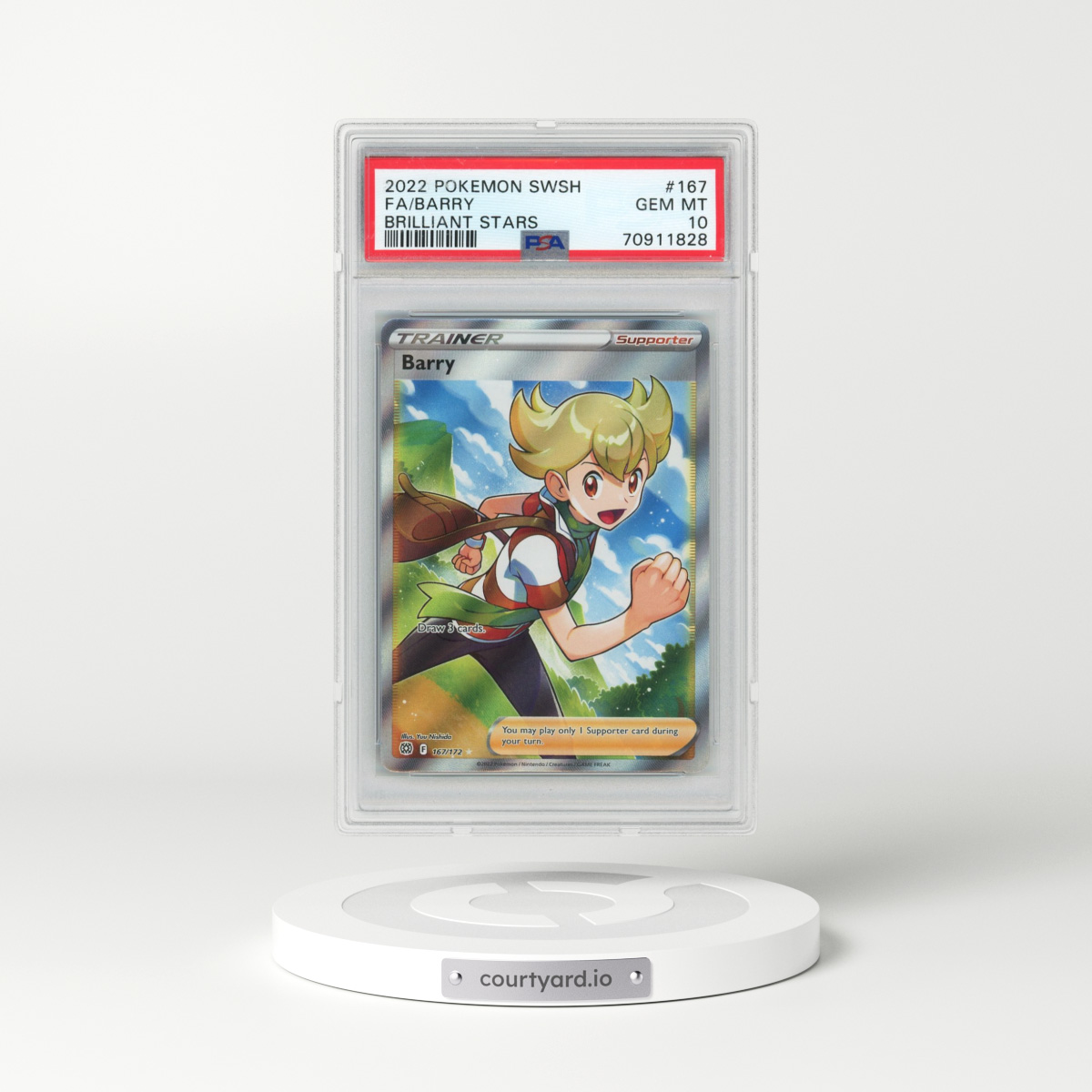 2022 Pokémon Sword & Shield Brilliant Stars #167 Barry - Full Art (PSA 10 GEM MINT)