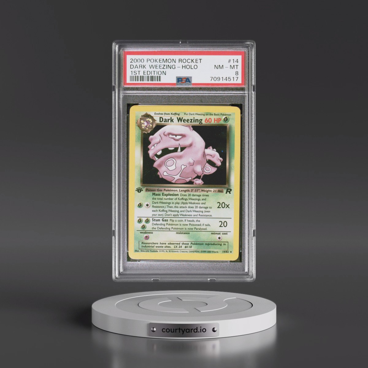 2000 Pokémon Rocket #14 Dark Weezing - 1st Edition Holo (PSA 8 NM-MT)