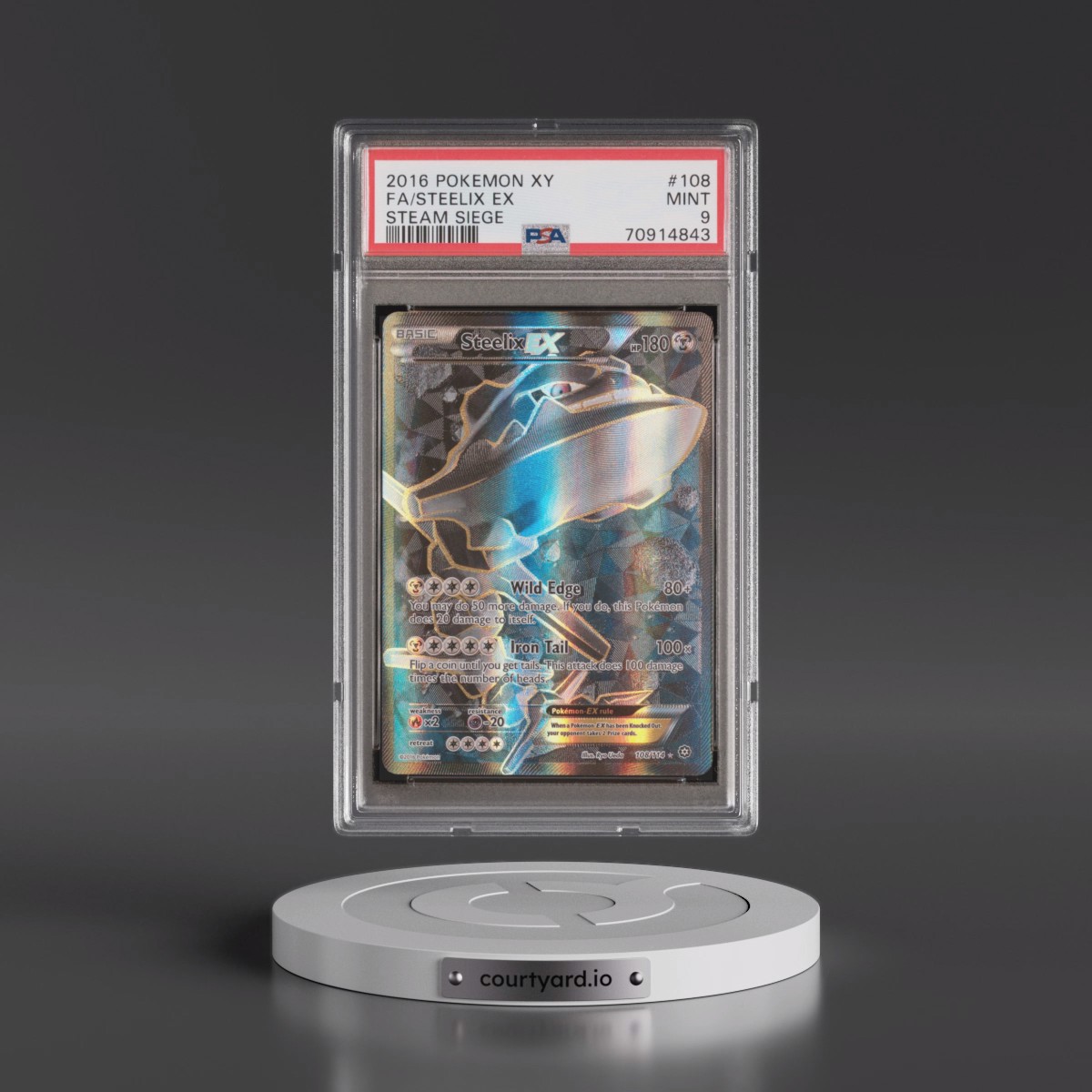 2016 Pokémon XY Steam Siege #108 Steelix EX - Holo Full Art (PSA 9 MINT)