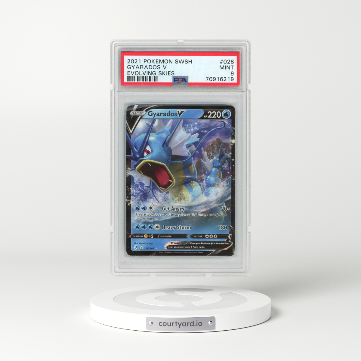 2021 Pokémon Sword & Shield Evolving Skies #028 Gyarados V - Holo (PSA 9 MINT)