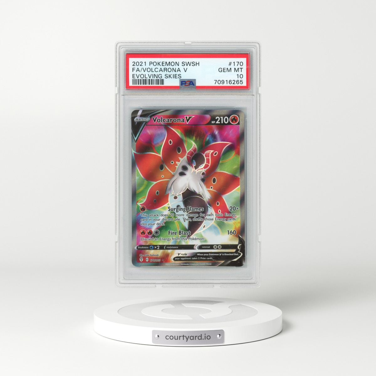 2021 Pokémon Sword & Shield Evolving Skies #170 Volcarona V - Holo Full Art (PSA 10 GEM MINT)