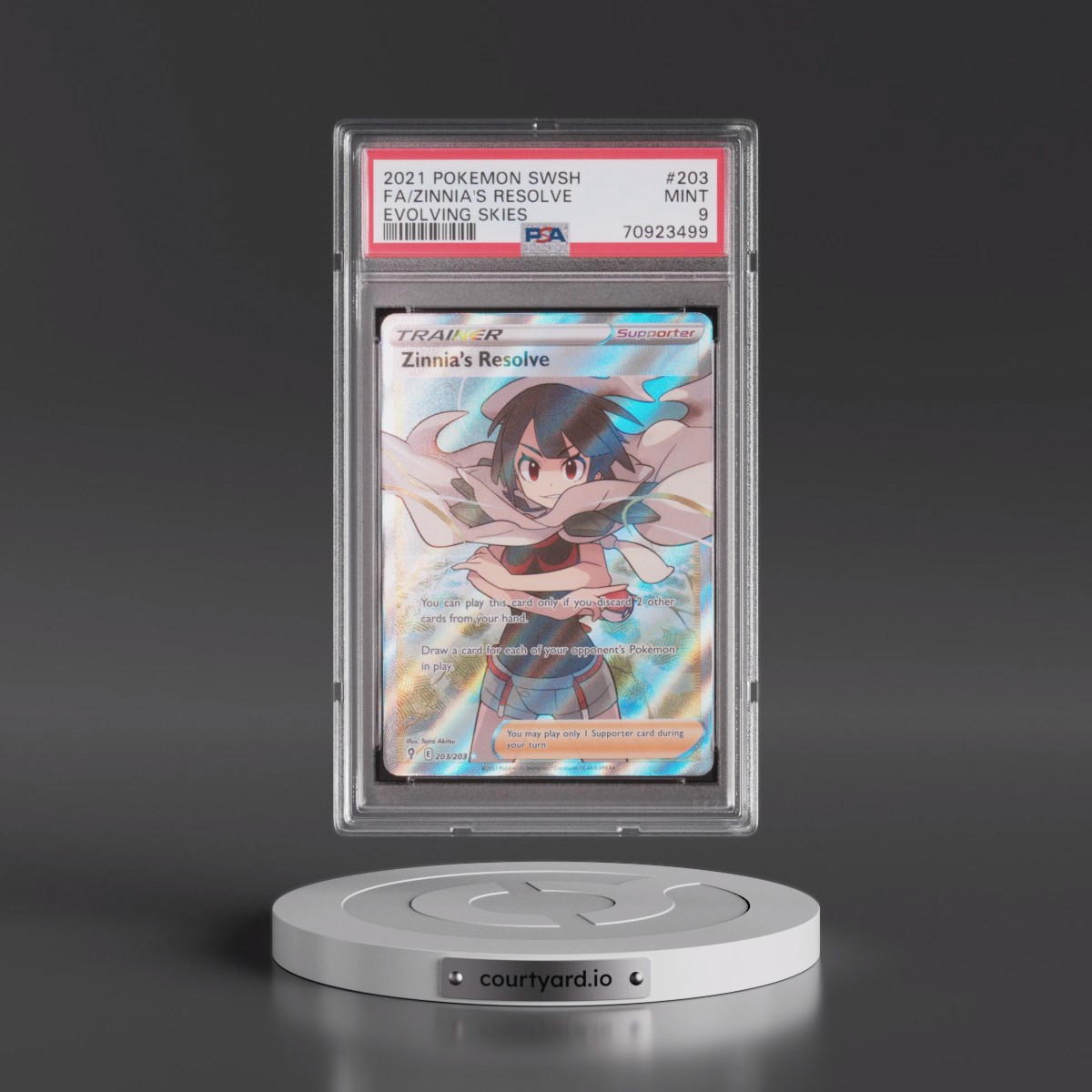 2021 Pokémon Sword & Shield Evolving Skies #203 Zinnia's Resolve - Full Art (PSA 9 MINT)