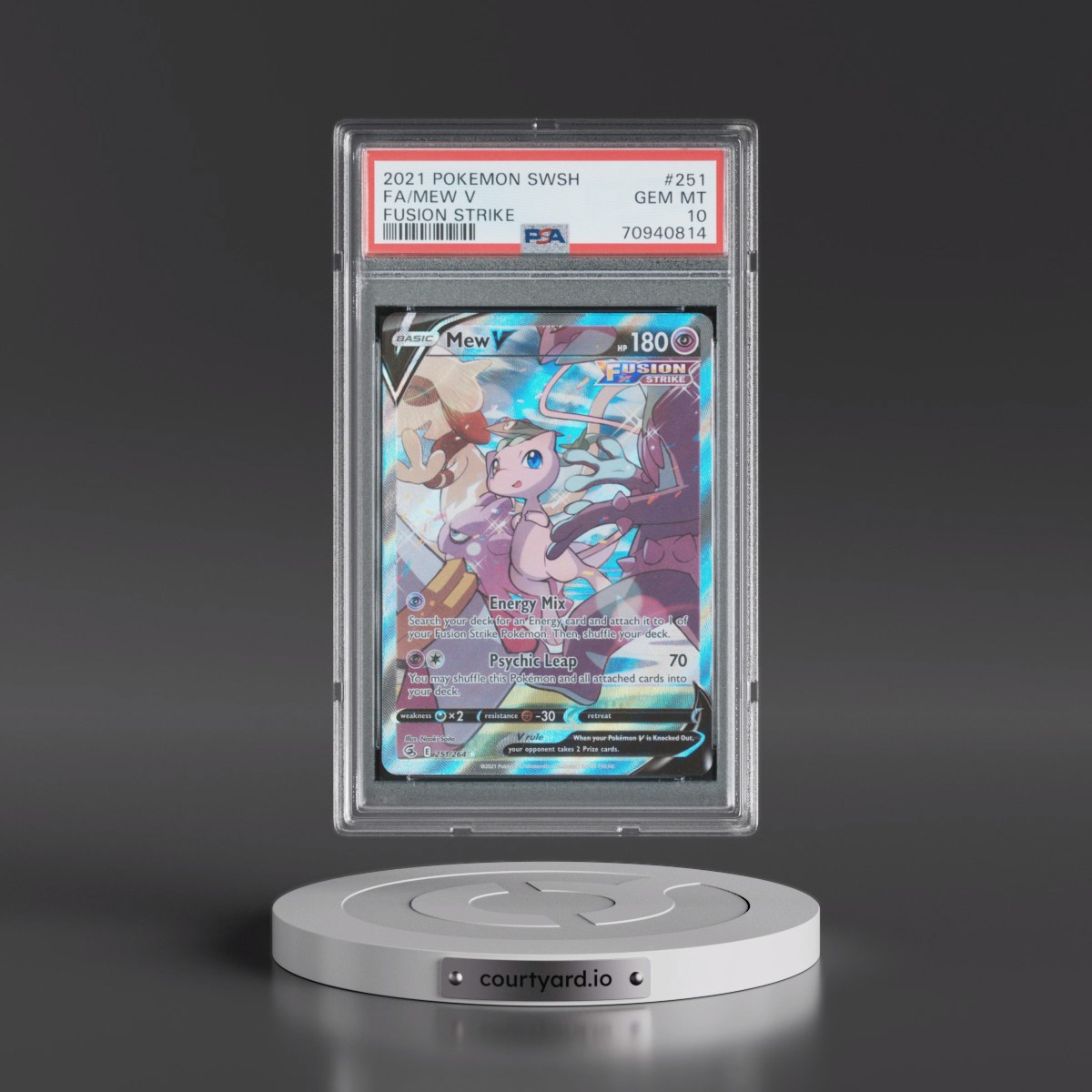 2021 Pokémon Sword & Shield Fusion Strike #251 Mew V - Holo Full Art (PSA 10 GEM MINT)