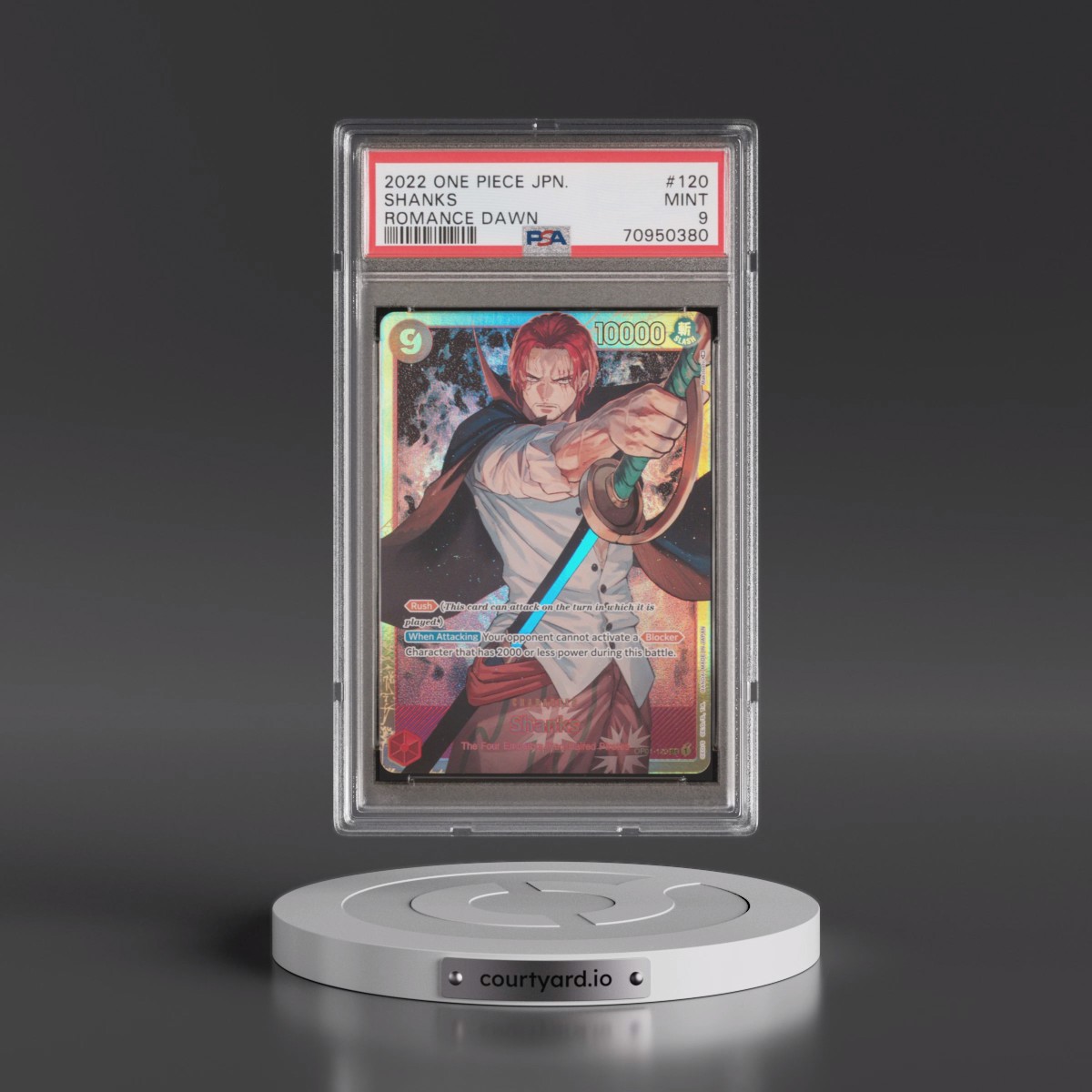2022 One Piece Japanese OP01-Romance Dawn #120 Shanks (PSA 9 MINT)