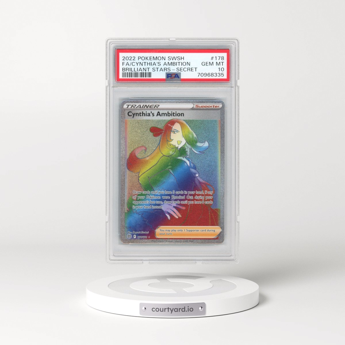 2022 Pokémon Sword & Shield Brilliant Stars #178 Cynthia's Ambition - Full Art Secret (PSA 10 GEM MINT)