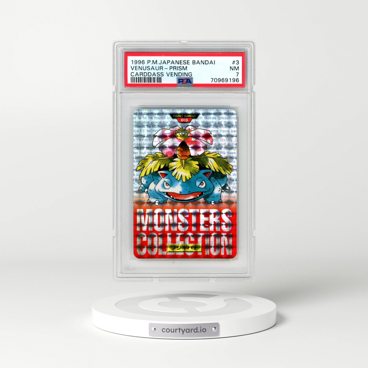 1996 Pokémon Bandai Carddass Vending #3 Venusaur-Prism (PSA 7 NM)