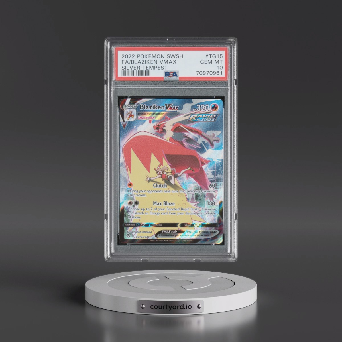 2022 Pokémon Sword & Shield Silver Tempest #TG15 Blaziken Vmax - Full Art (PSA 10 GEM MINT)