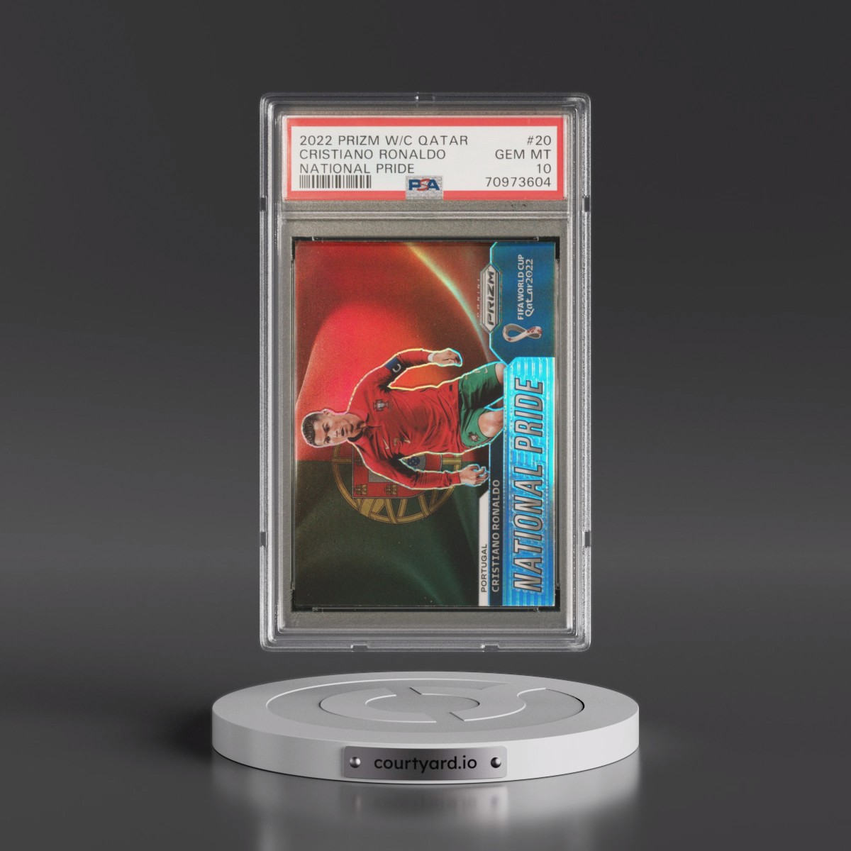 2022 Panini Prizm World Cup Qatar National Pride #20 Cristiano Ronaldo (PSA 10 GEM MINT)