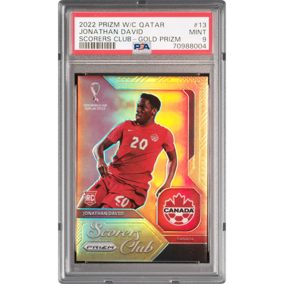 2022 Panini Prizm World Cup Qatar Scorers Club #13 Jonathan David - Gold Prizm (PSA 9 MINT)