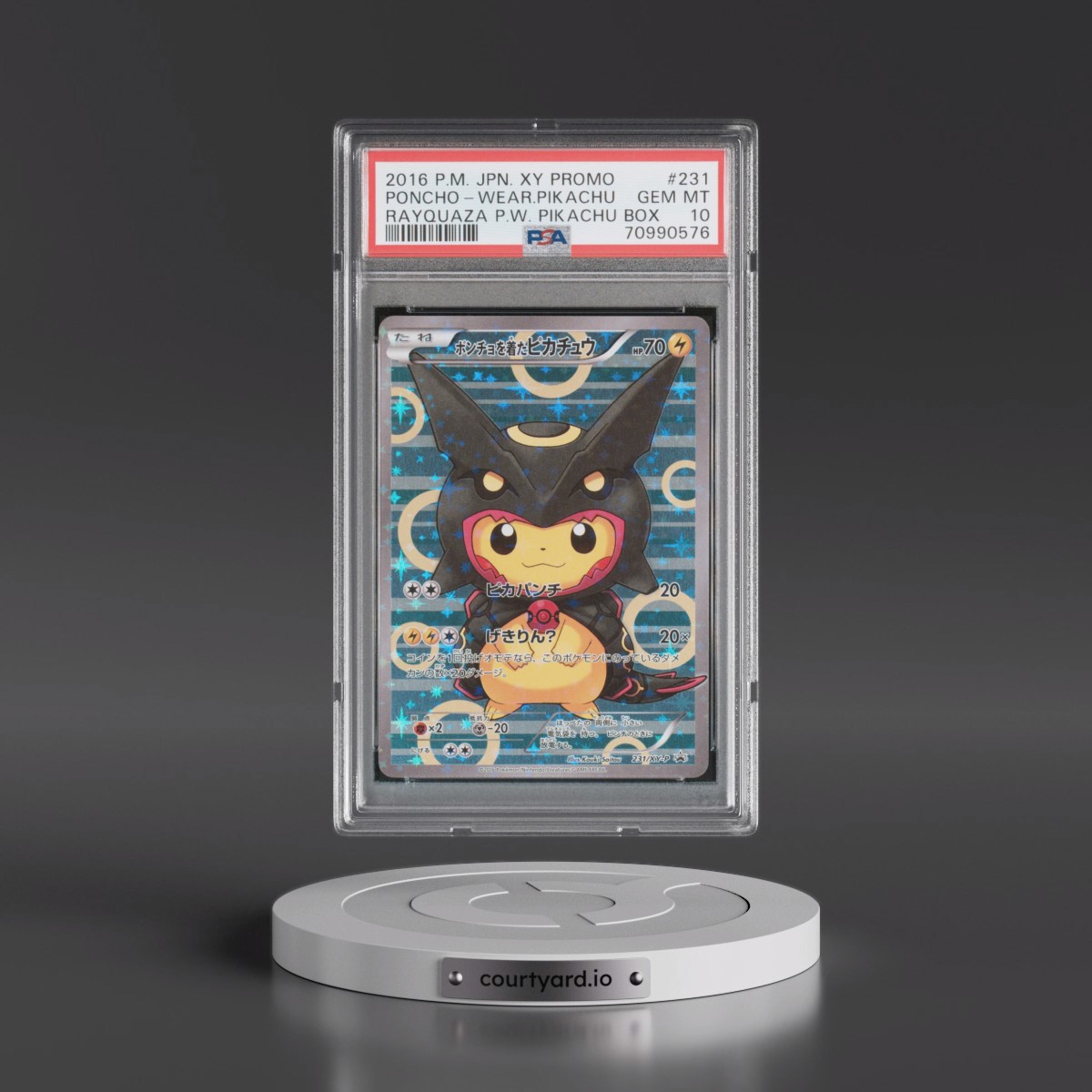 2016 Pokémon XY Promo #231 Poncho-Wearing Pikachu - Rayquaza Poncho-Wearing Pikachu Box (PSA 10 GEM MINT)