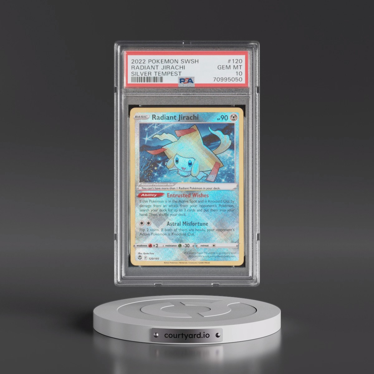 2022 Pokémon Sword & Shield Silver Tempest #120 Radiant Jirachi - Holo (PSA 10 GEM MINT)