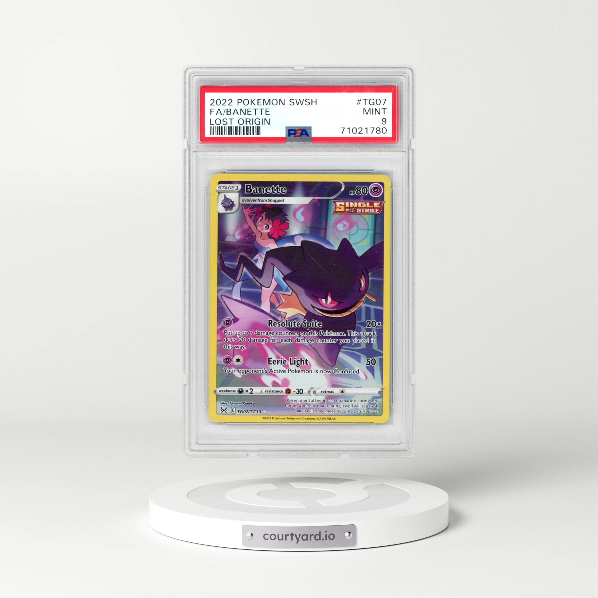 2022 Pokémon Sword & Shield Lost Origin #TG07 Banette - Full Art (PSA 9 MINT)