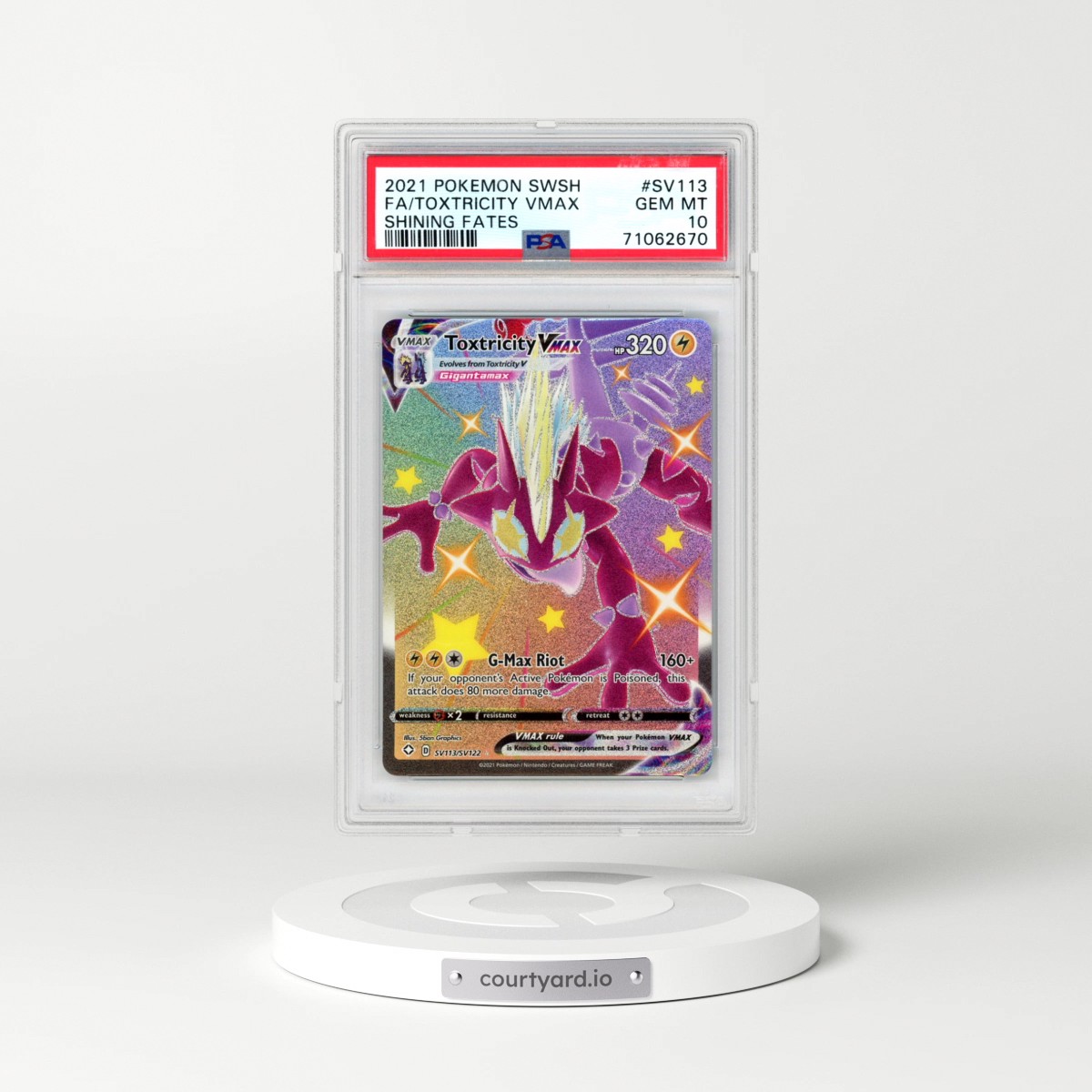 2021 Pokémon Sword & Shield Shining Fates #SV113 Toxtricity Vmax - Full Art (PSA 10 GEM MINT)