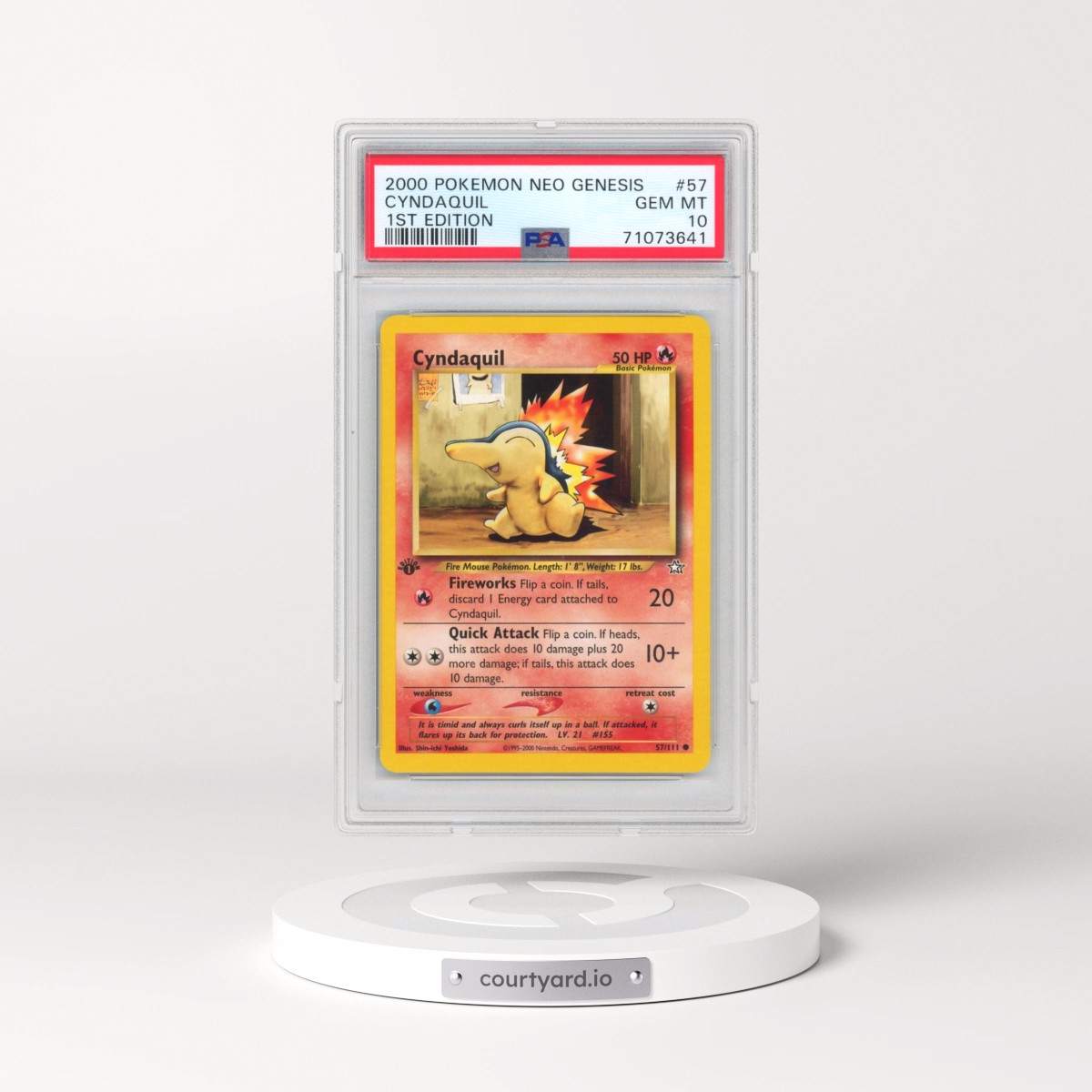 2000 Pokémon Neo Genesis #57 Cyndaquil - 1st Edition (PSA 10 GEM MINT)
