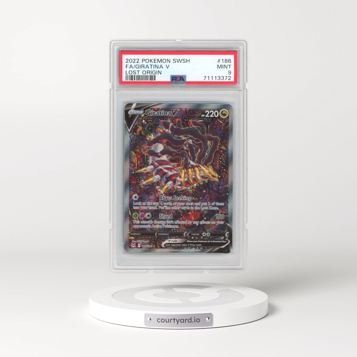 2022 Pokémon Sword & Shield Lost Origin #186 Giratina V - Holo Full Art (PSA 9 MINT)