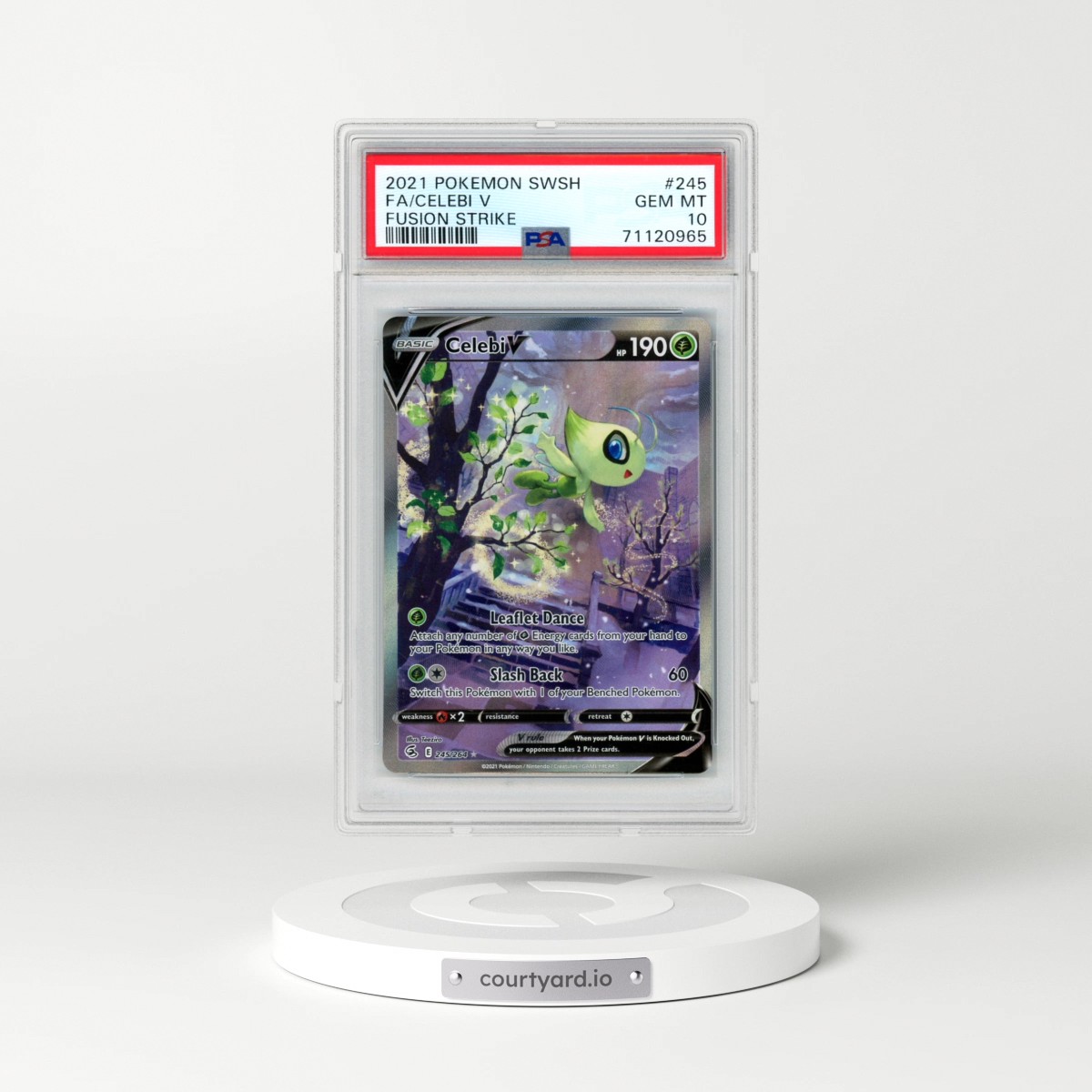2021 Pokémon Sword & Shield Fusion Strike #245 Celebi V - Holo Full Art (PSA 10 GEM MINT)