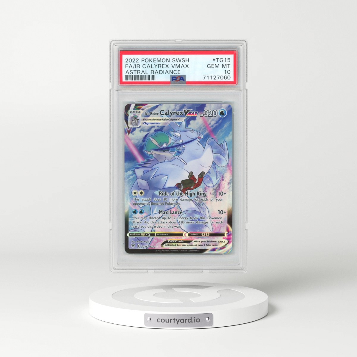 2022 Pokémon Sword & Shield Astral Radiance #TG15 Ice Rider Calyrex Vmax - Full Art (PSA 10 GEM MINT)