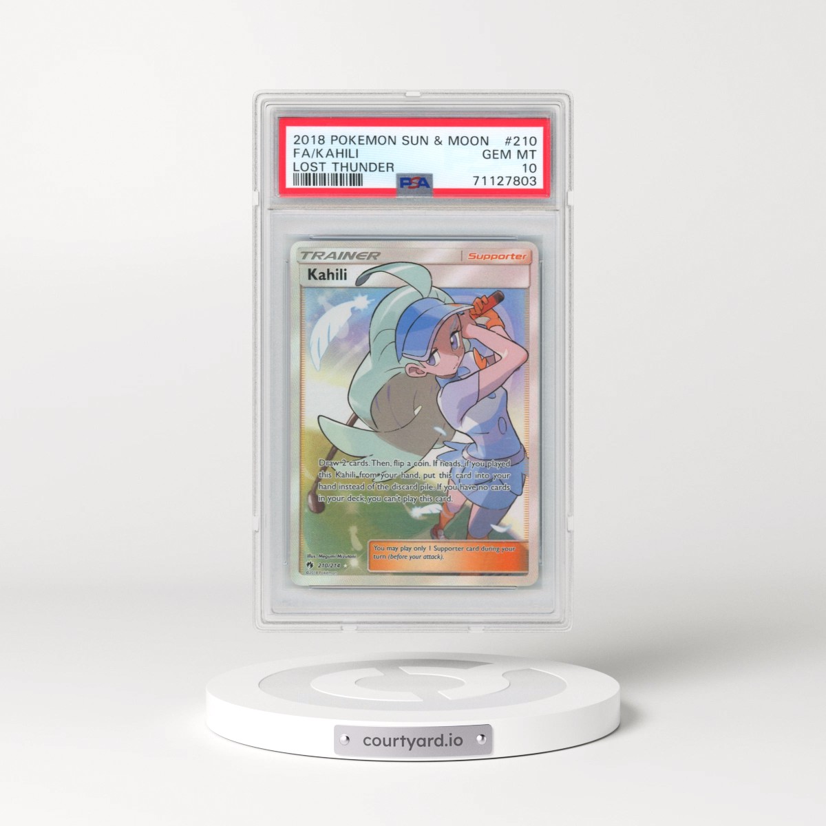 2018 Pokémon Sun & Moon Lost Thunder #210 Kahili - Full Art (PSA 10 GEM MINT)