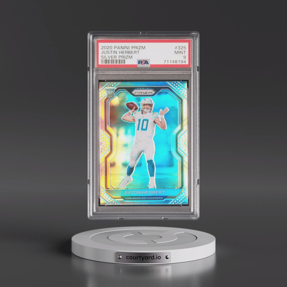 2020 Panini Prizm Justin Herbert - Silver Prizm #325 PSA 9