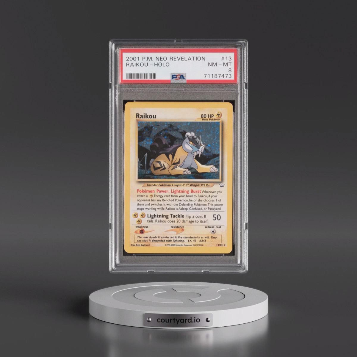 2001 Pokémon Neo Revelation #13 Raikou - Holo (PSA 8 NM-MT)