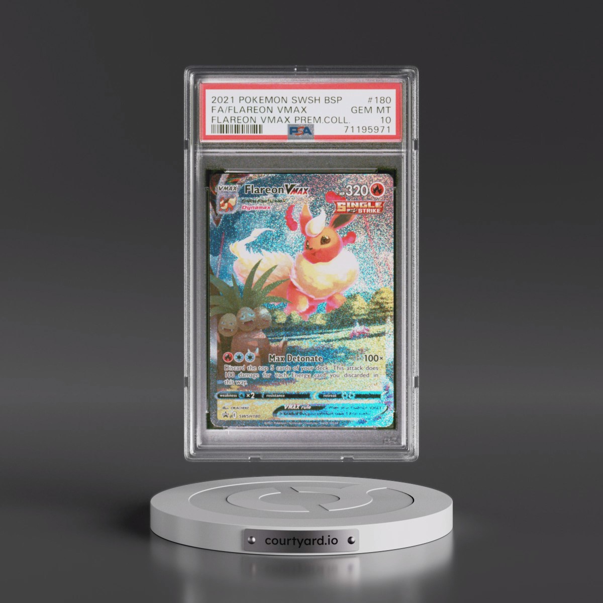 2021 Pokémon Swsh Black Star Promo #180 Flareon Vmax - Full Art Flareon Vmax Premium Collection (PSA 10 GEM MINT)