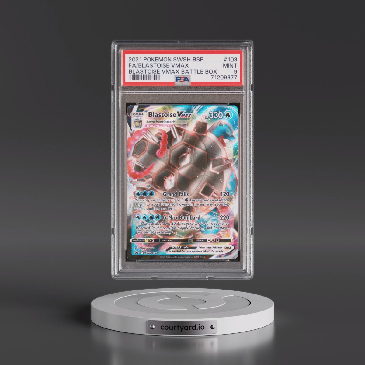 2021 Pokémon Swsh Black Star Promo #103 Blastoise Vmax - Full Art Blastoise Vmax Battle Box (PSA 9 MINT)