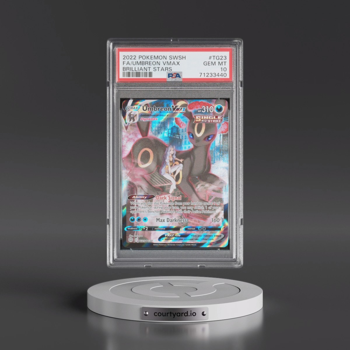 2022 Pokémon Sword & Shield Brilliant Stars Umbreon Vmax - Full Art #TG23 PSA 10